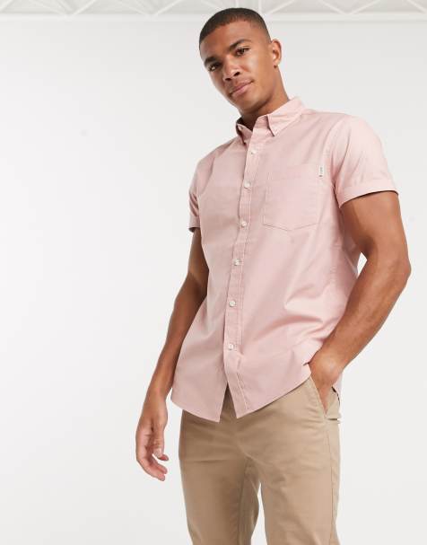 Topman short sleeve oxford shirt in pink - view 1