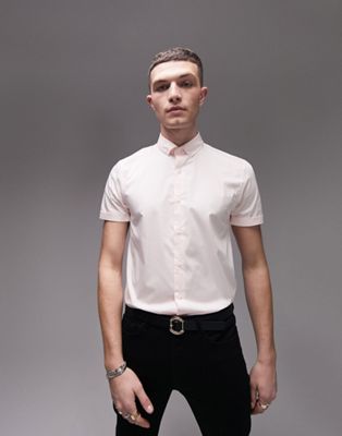 Topman short sleeve pink formal shirt - ASOS Price Checker
