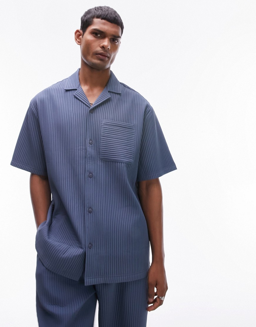 Topman Short Sleeve Plisse Shirt In Light Blue - Part Of A Set