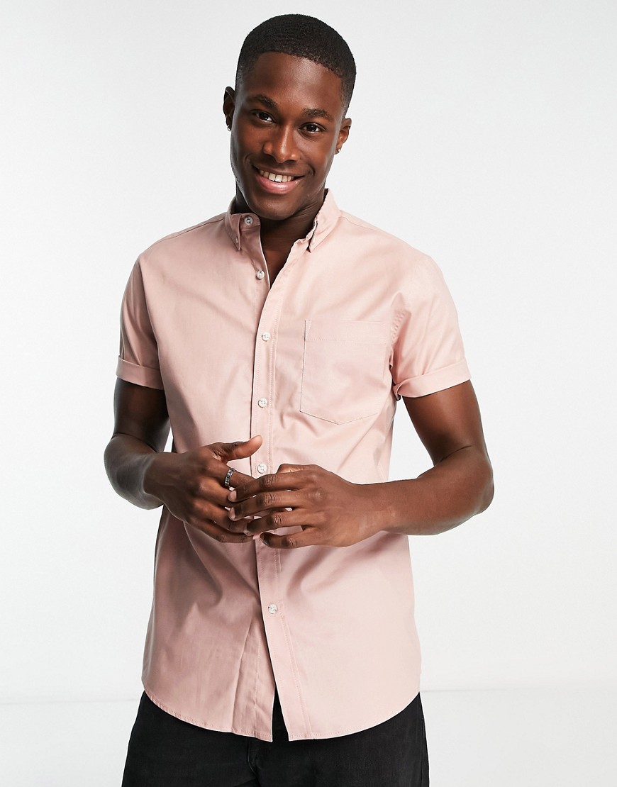 Topman short sleeve regular shirt in pink
