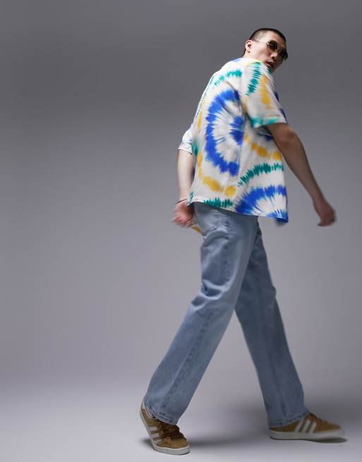 Tie Dye Denim Short Sleeve Shirt