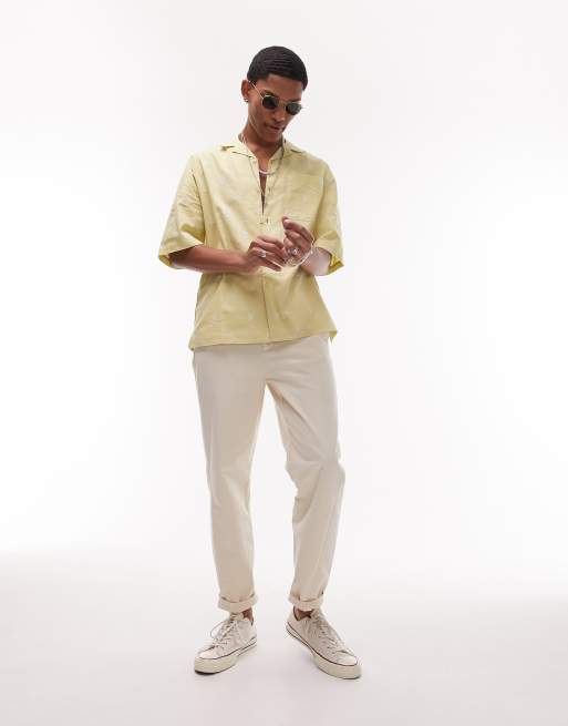 Topman short sleeve relaxed all over floral embroidered shirt in light green, 4 of 4