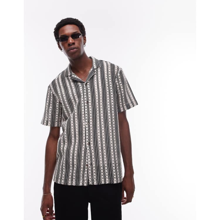 トップス evisen STRIPE CROCHET SHIRT - BLACK STRIPE CROCHET SHIRT - BLACK – Evisen Skateboards ゑ