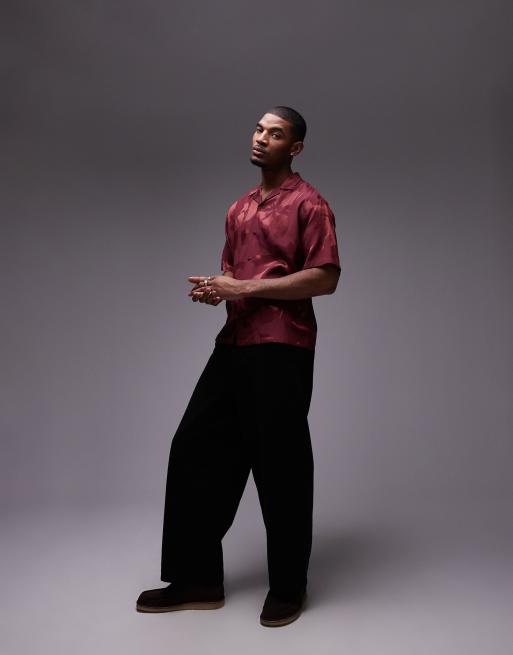 burgundy floral dress shirt Topman short sleeve relaxed floral shirt in burgundy