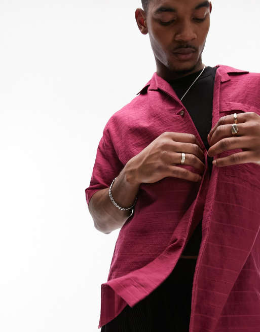 Burgundy short sleeve shirt on sale mens