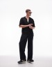 Topman wide leg cross hatch suit pants in grey