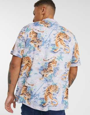 tiger print short sleeve shirt