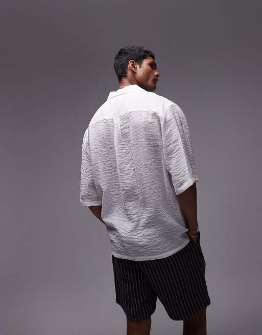 Topman short sleeve sheer holiday shirt in white, 2 of 4