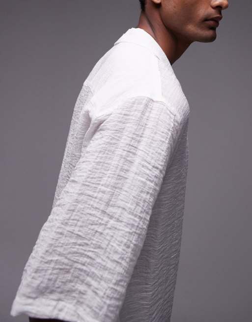 Topman short sleeve sheer holiday shirt in white, 4 of 4