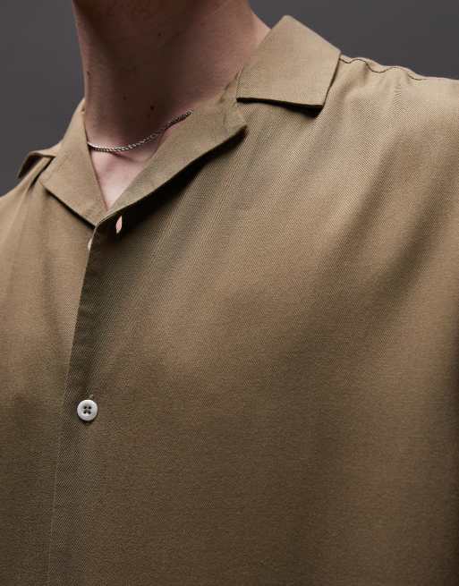 Topman short sleeve shirt in khaki, 4 of 4