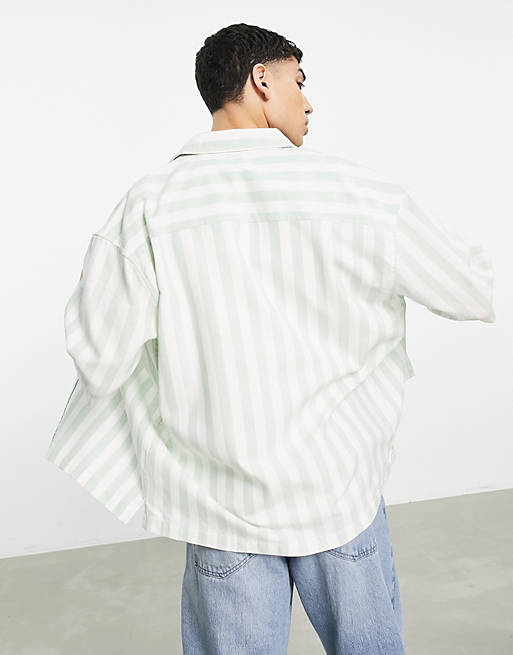  Topman short sleeve shirt in mint stripe 