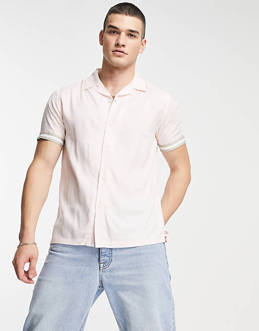  Topman short sleeve shirt with taping in pink 