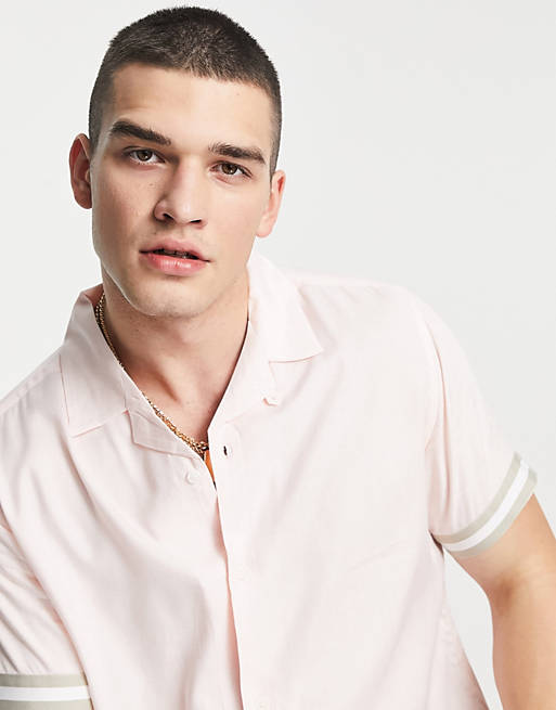  Topman short sleeve shirt with taping in pink 