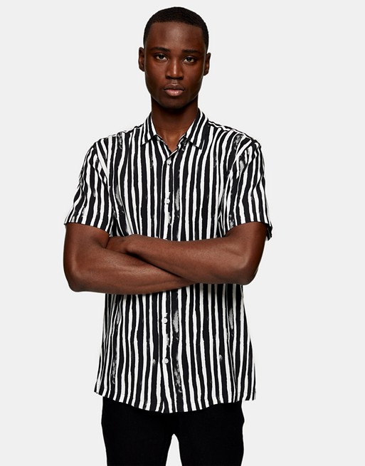 Topman short sleeve stripe shirt in black