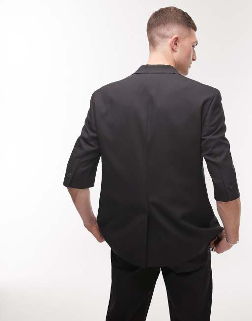 Black short outlet sleeve blazer