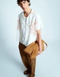 [Topman] Topman short sleeve sun placement crochet shirt in white-Neutral L STONE