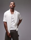 [Topman] Topman short sleeve textured grid shirt in white-Neutral 2XL WHITE