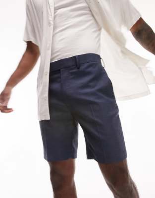 Topman slim smart short in navy - ASOS Price Checker
