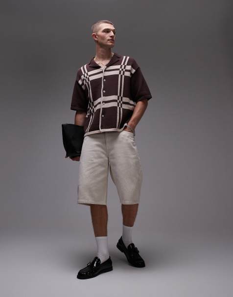 Topman – Shorts aus gewaschenem Twill in Neutral - view 1