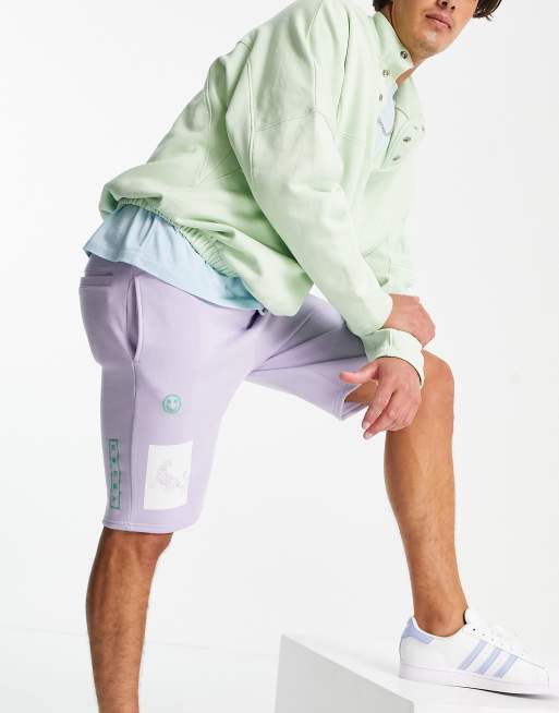 Topman – Shorts mit Shokesu-Print in Flieder, Kombiteil 