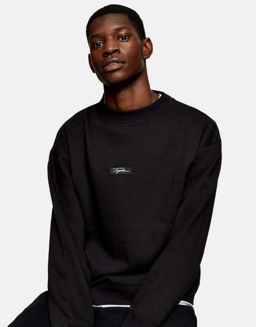 Topman signature badge sweat in black | ASOS