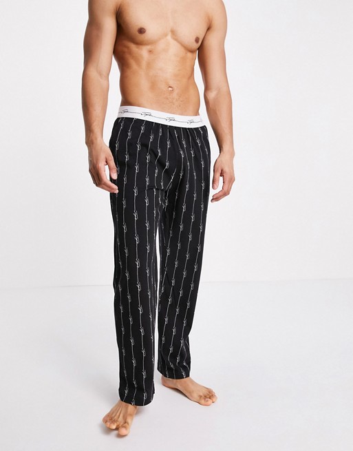 Topman signature black pinstripe pyjama bottoms