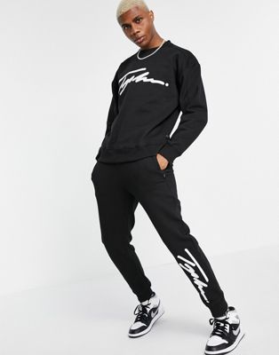 Topman signature embroidery tracksuit set in black | ASOS