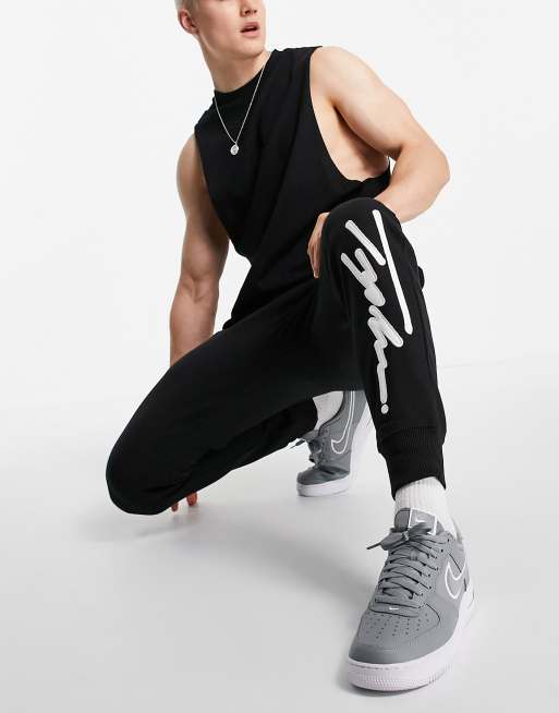 Topman – Signature – Jogginghose mit Stickerei in Schwarz, Kombiteil
