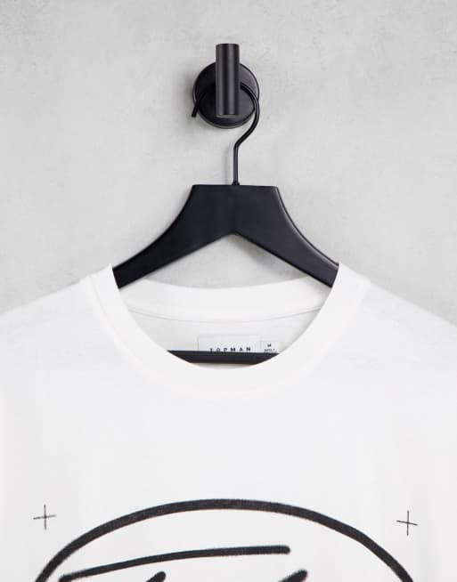 Topman – Signature – Oversize-T-Shirt in Weiß mit kreisförmigem Logoprint auf der Brust, 3 von 4