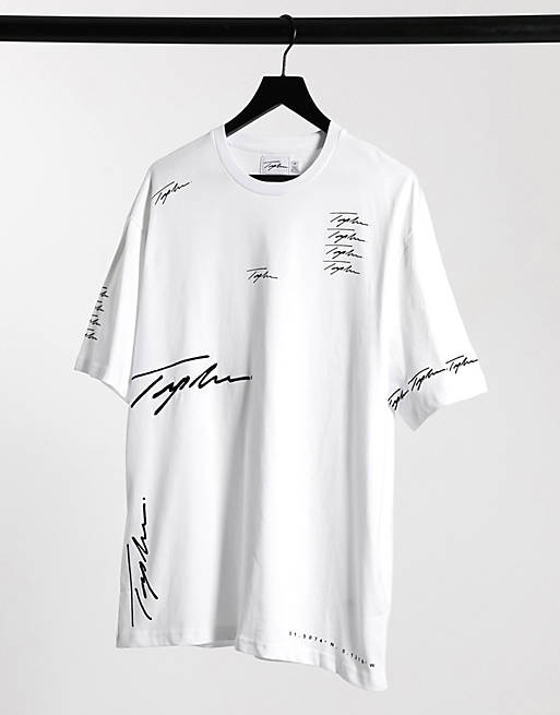 Topman signature placement print t-shirt in white | ASOS