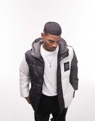 Topman signature puffer jacket in colour block | ASOS