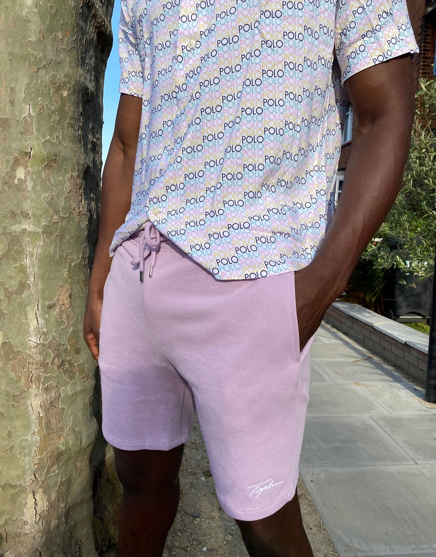 Topman Signature pull on jersey shorts in lilac-Purple