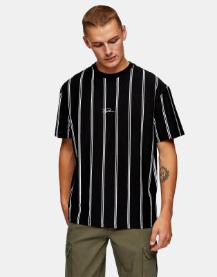 Topman signature stripe t-shirt in black | ASOS