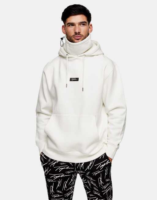 Topman Signature Sweat capuche brod avec masque visage Ecru