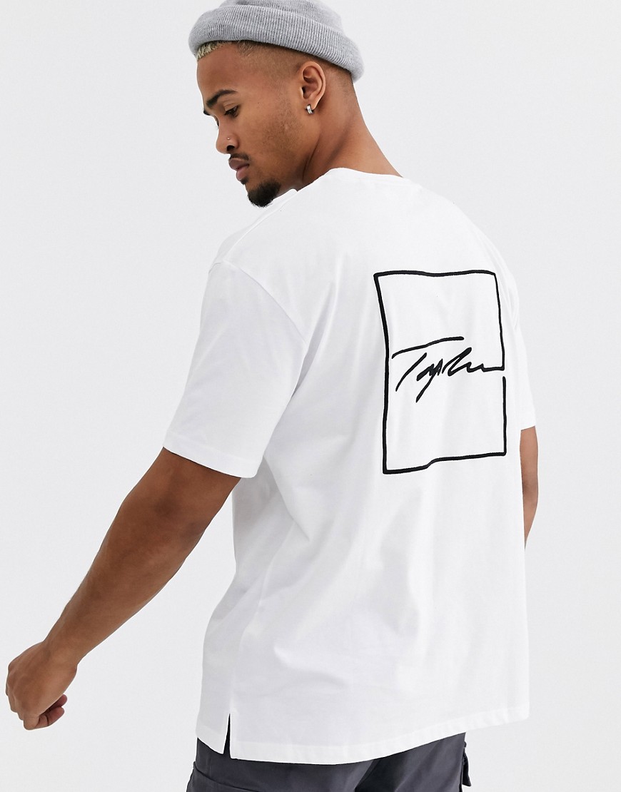 Topman Signature - T-shirt con logo e stampa bianca-Bianco