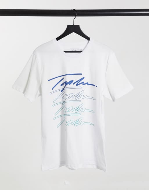 Topman - Signature - T-shirt in kleurverloop in wit