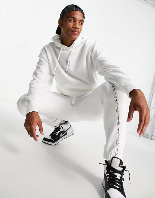 Topman Signature woven tab hoodie in white - part of a set, 4 of 4