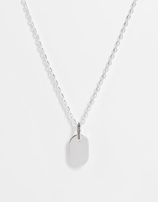 Topman silver beaded dog tag necklace - ASOS Price Checker