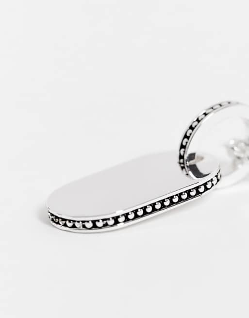 Topman silver beaded dog tag necklace