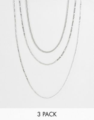 Topman silver layered chain necklace