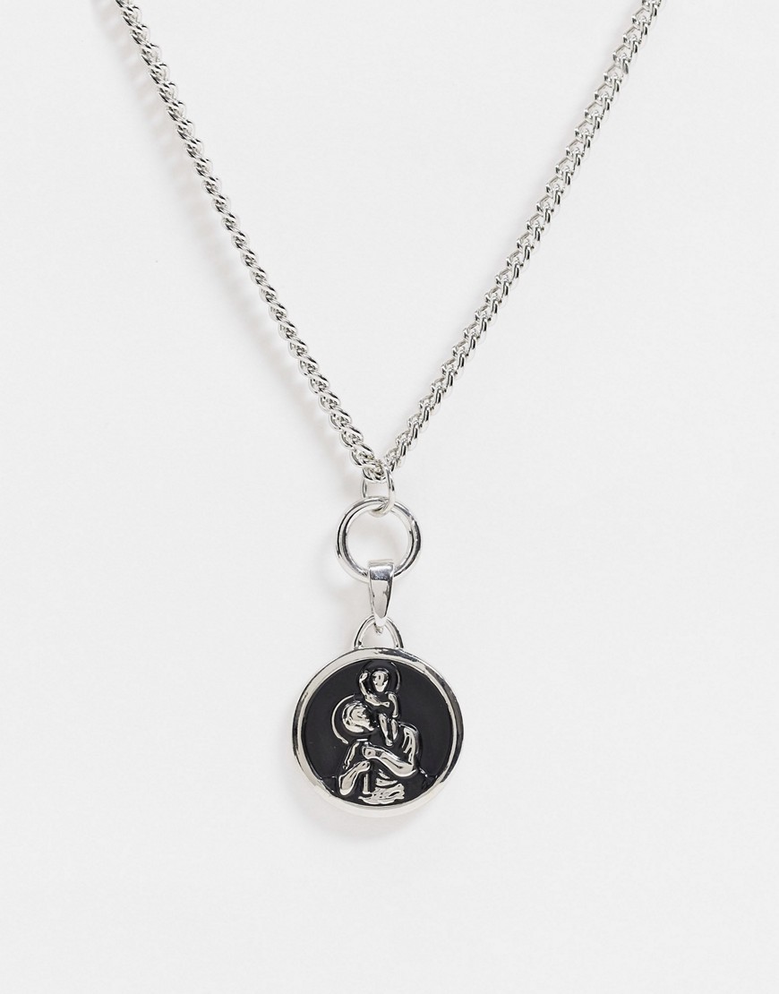 Topman – Silverfärgad halskedja med mynt och runda hängen