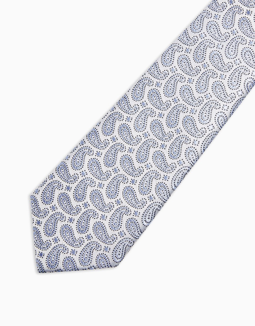 Topman – Silverfärgad och blå slips med paisleymönster