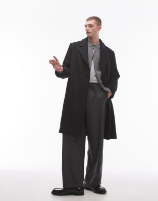 single breasted overcoat in black