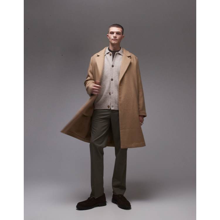 Topman overcoat camel sales