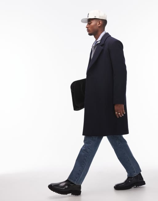 Topman navy coat top