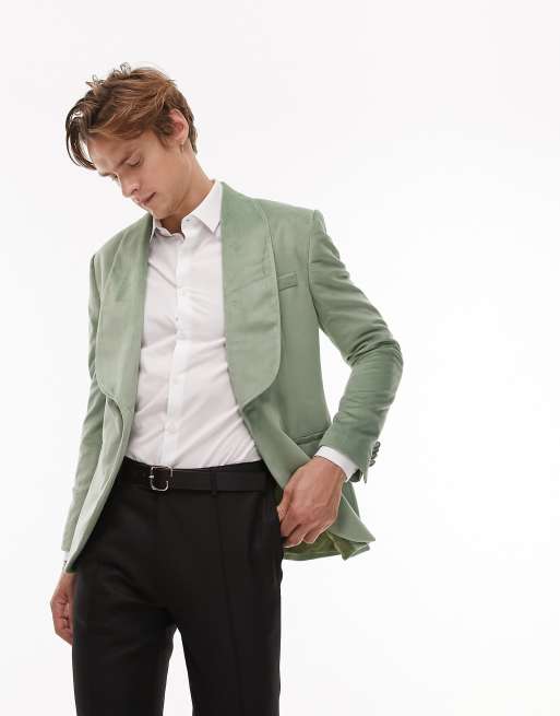 Mint Green Shawl Collar Blazer