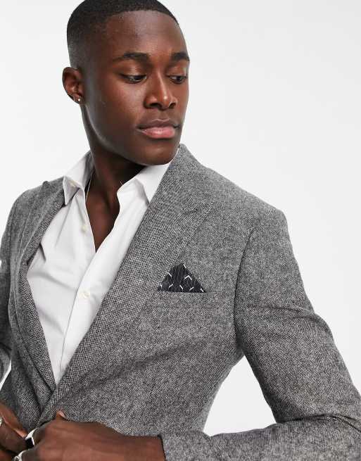 Topman single breasted skinny suit jacket in grey