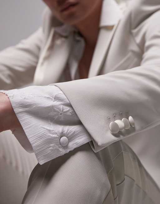 Topman - Single-breasted smal smokingjasje met een gekleurd randje in stone, 5 van 5