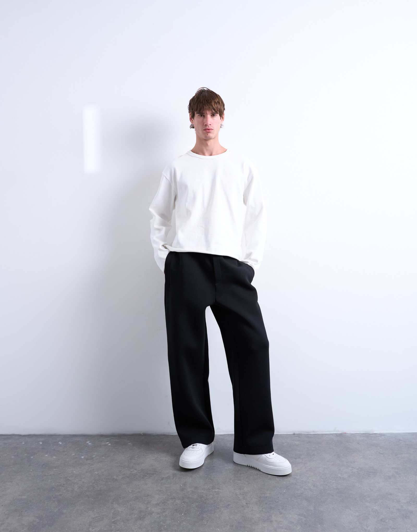 Спортивные штаны из джерси для конькобежцев Topman черного цвета