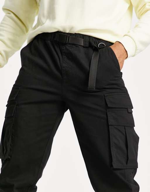 Belted black 2025 cargo pants